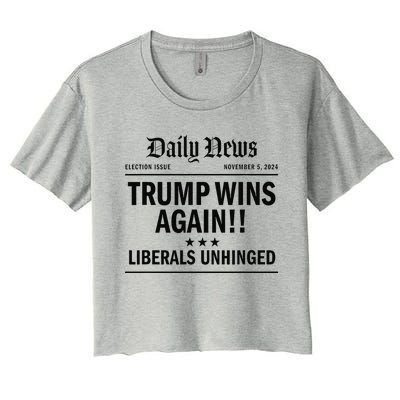 Trump Wins Again Winner Headline 2024 Trump Won Women's Crop Top Tee