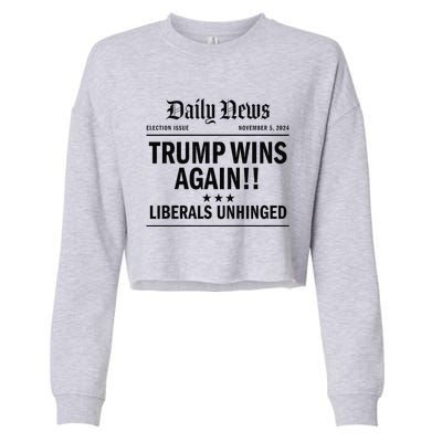 Trump Wins Again Winner Headline 2024 Trump Won Cropped Pullover Crew