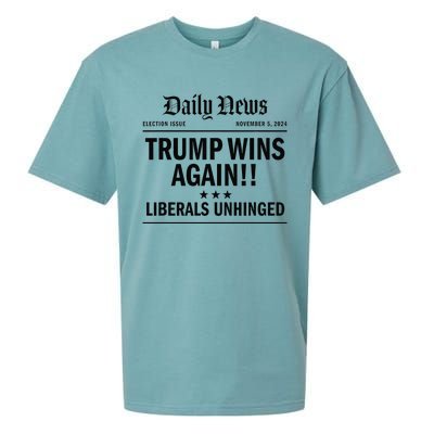 Trump Wins Again Winner Headline 2024 Trump Won Sueded Cloud Jersey T-Shirt