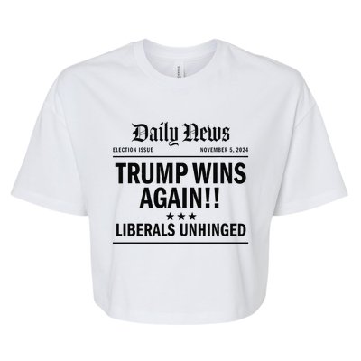 Trump Wins Again Winner Headline 2024 Trump Won Bella+Canvas Jersey Crop Tee