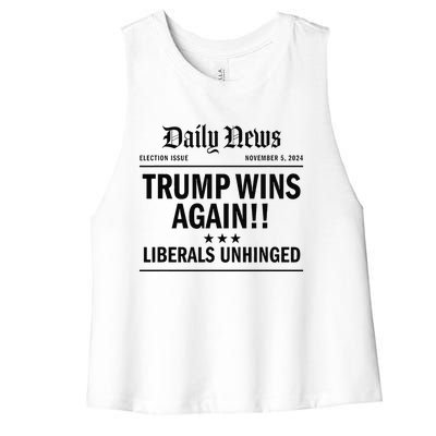 Trump Wins Again Winner Headline 2024 Trump Won Women's Racerback Cropped Tank