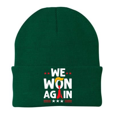 Trump Won Again 2024 Election President Knit Cap Winter Beanie