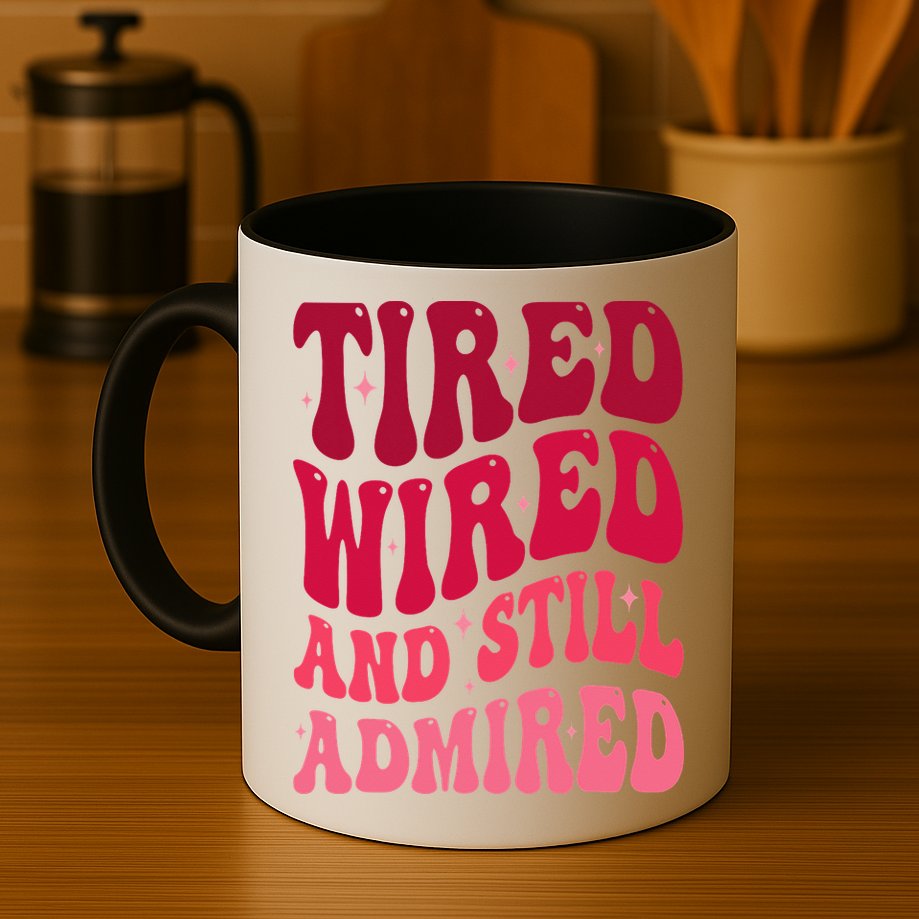Tired Wired And Still Admired Mothers Day Mom Quote Funny Mug