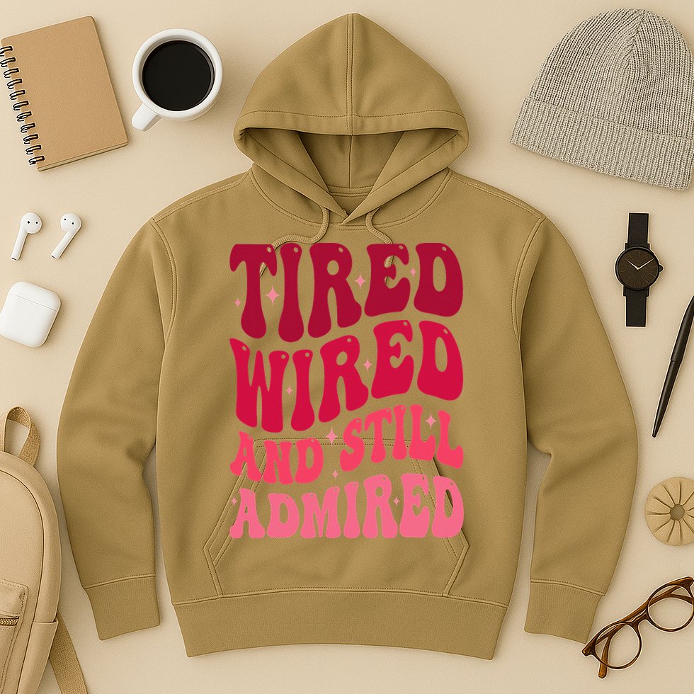 Tired Wired And Still Admired Mothers Day Mom Quote Funny Hoodie