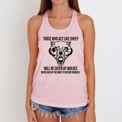 Those Who Act Like Sheep Eaten By Wolves Women's Knotted Racerback Tank