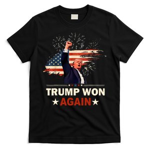 Trump Won Again 2024 Election President 47 Th American Flag T-Shirt