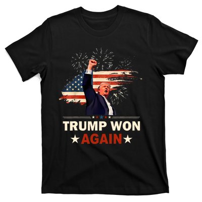 Trump Won Again 2024 Election President 47 Th American Flag T-Shirt