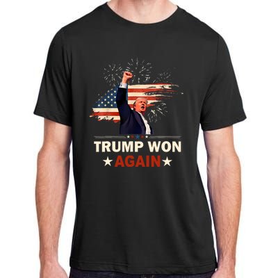 Trump Won Again 2024 Election President 47 Th American Flag Adult ChromaSoft Performance T-Shirt