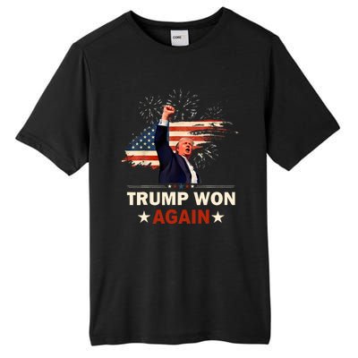 Trump Won Again 2024 Election President 47 Th American Flag Tall Fusion ChromaSoft Performance T-Shirt