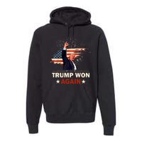 Trump Won Again 2024 Election President 47 Th American Flag Premium Hoodie