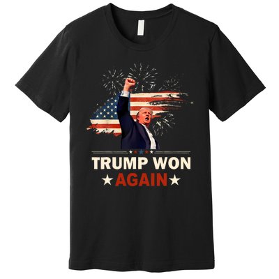 Trump Won Again 2024 Election President 47 Th American Flag Premium T-Shirt