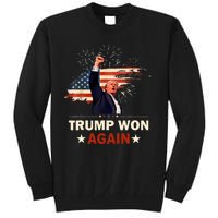 Trump Won Again 2024 Election President 47 Th American Flag Tall Sweatshirt