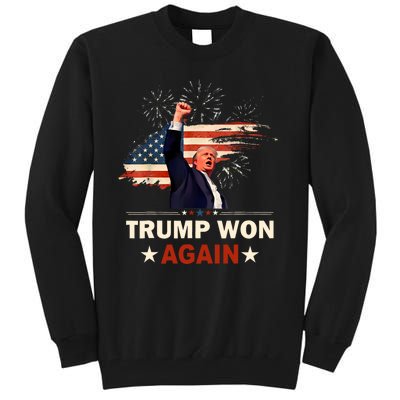 Trump Won Again 2024 Election President 47 Th American Flag Tall Sweatshirt