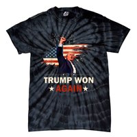 Trump Won Again 2024 Election President 47 Th American Flag Tie-Dye T-Shirt