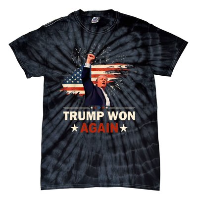 Trump Won Again 2024 Election President 47 Th American Flag Tie-Dye T-Shirt