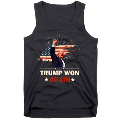 Trump Won Again 2024 Election President 47 Th American Flag Tank Top