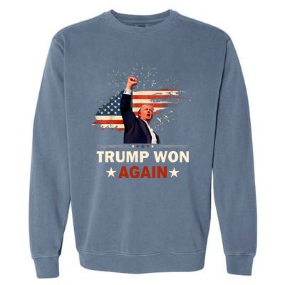 Trump Won Again 2024 Election President 47 Th American Flag Garment-Dyed Sweatshirt