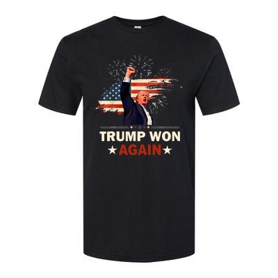 Trump Won Again 2024 Election President 47 Th American Flag Softstyle CVC T-Shirt