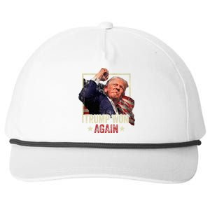 Trump Won Again 2024 Election President 47th American Flag Snapback Five-Panel Rope Hat