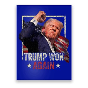 Trump Won Again 2024 Election President 47th American Flag Poster