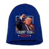 Trump Won Again 2024 Election President 47th American Flag Short Acrylic Beanie