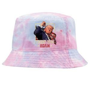 Trump Won Again 2024 Election President 47th American Flag Tie-Dyed Bucket Hat