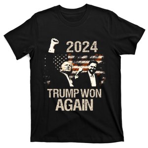 Trump Won Again 2024 Election President 47 Th American Flag T-Shirt