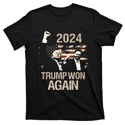 Trump Won Again 2024 Election President 47 Th American Flag T-Shirt