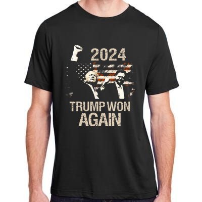 Trump Won Again 2024 Election President 47 Th American Flag Adult ChromaSoft Performance T-Shirt