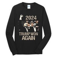 Trump Won Again 2024 Election President 47 Th American Flag Tall Long Sleeve T-Shirt