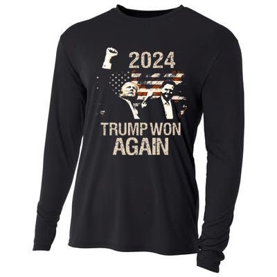 Trump Won Again 2024 Election President 47 Th American Flag Cooling Performance Long Sleeve Crew