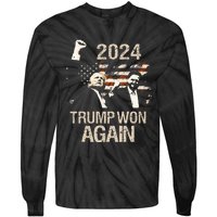 Trump Won Again 2024 Election President 47 Th American Flag Tie-Dye Long Sleeve Shirt