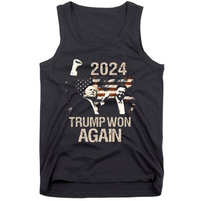 Trump Won Again 2024 Election President 47 Th American Flag Tank Top