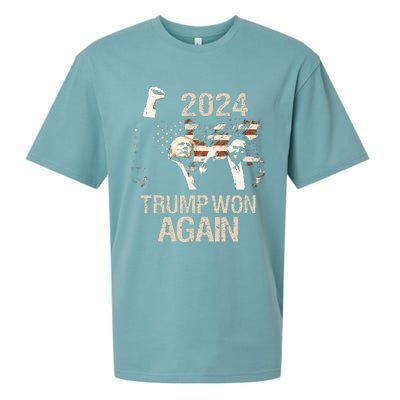 Trump Won Again 2024 Election President 47 Th American Flag Sueded Cloud Jersey T-Shirt