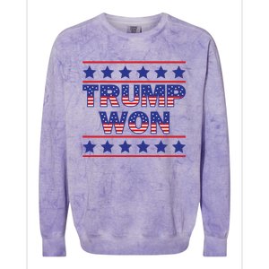 Trump Won American Flag Victory Triumph Election Winner 2024 Colorblast Crewneck Sweatshirt