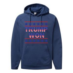 Trump Won American Flag Victory Triumph Election Winner 2024 Performance Fleece Hoodie