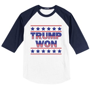 Trump Won American Flag Victory Triumph Election Winner 2024 Baseball Sleeve Shirt