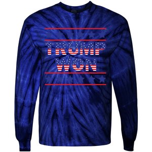 Trump Won American Flag Victory Triumph Election Winner 2024 Tie-Dye Long Sleeve Shirt