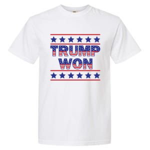 Trump Won American Flag Victory Triumph Election Winner 2024 Garment-Dyed Heavyweight T-Shirt