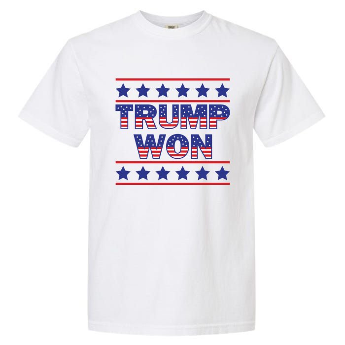 Trump Won American Flag Victory Triumph Election Winner 2024 Garment-Dyed Heavyweight T-Shirt