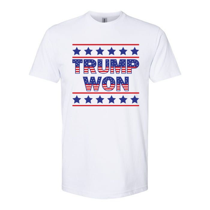 Trump Won American Flag Victory Triumph Election Winner 2024 Softstyle CVC T-Shirt