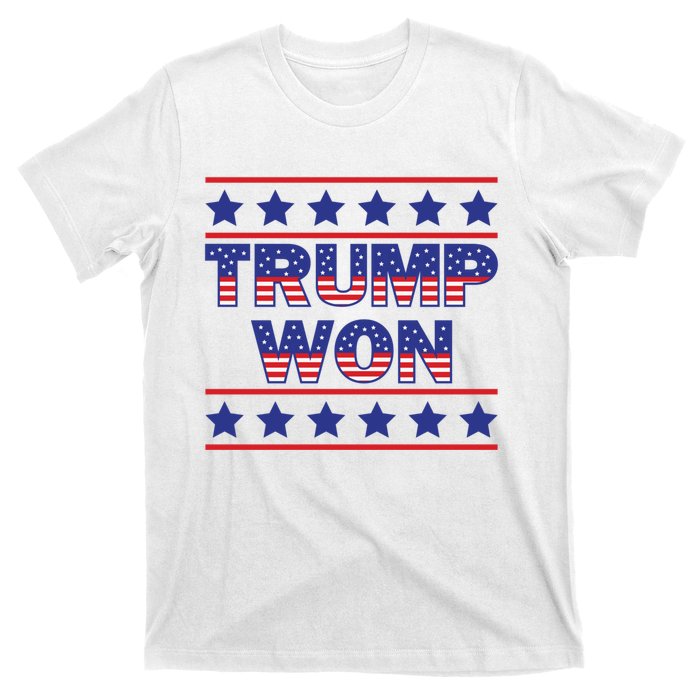 Trump Won American Flag Victory Triumph Election Winner 2024 T-Shirt