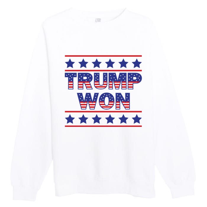 Trump Won American Flag Victory Triumph Election Winner 2024 Premium Crewneck Sweatshirt