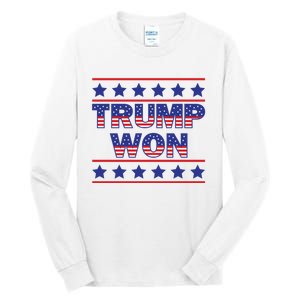 Trump Won American Flag Victory Triumph Election Winner 2024 Tall Long Sleeve T-Shirt