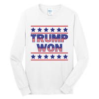 Trump Won American Flag Victory Triumph Election Winner 2024 Tall Long Sleeve T-Shirt