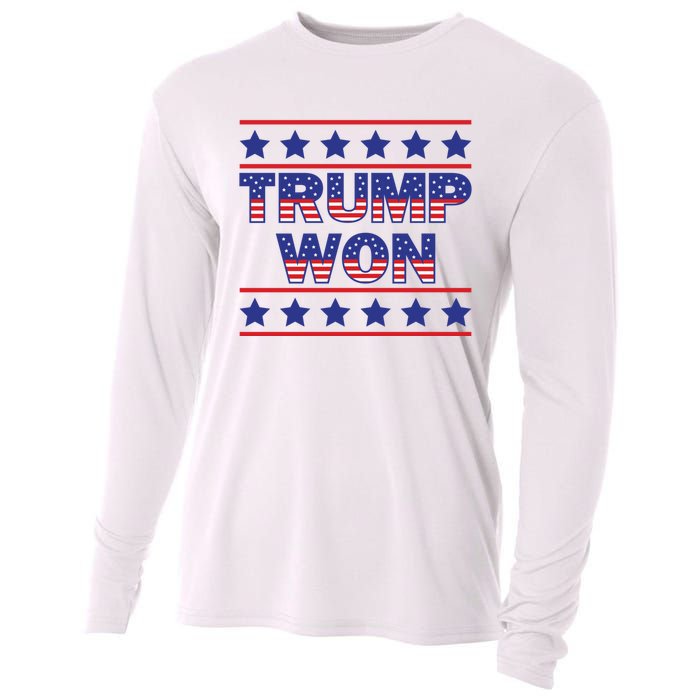 Trump Won American Flag Victory Triumph Election Winner 2024 Cooling Performance Long Sleeve Crew