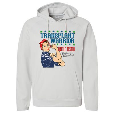 Transplant Warrior A Vintage Women Transplant Recipient Performance Fleece Hoodie