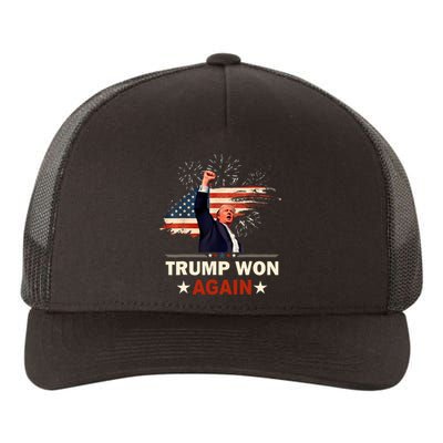 Trump Won Again 2024 Election President 47 Th American Flag Yupoong Adult 5-Panel Trucker Hat