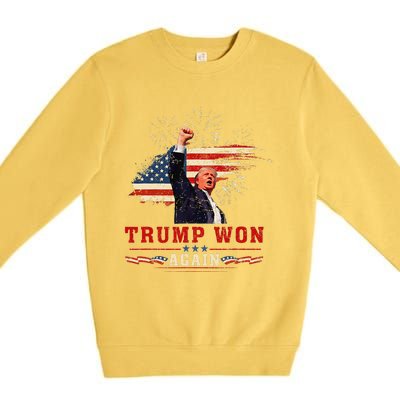 Trump Won Again 2024 Election President 47 Th American Flag Premium Crewneck Sweatshirt