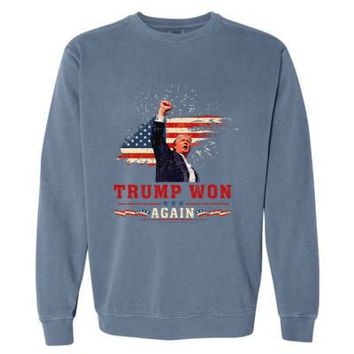 Trump Won Again 2024 Election President 47 Th American Flag Garment-Dyed Sweatshirt